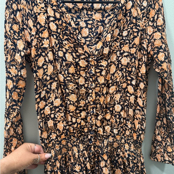 Faherty montara Floral Print Dress in Black and Orange wanderlust size XS - Picture 7 of 11